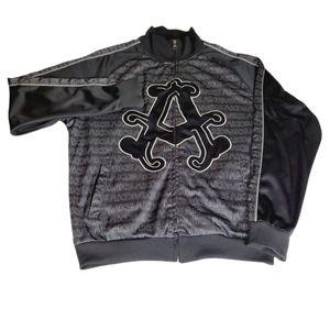 Akademiks Men's Black/Grey Zipper Front A Logo Track Suite Jacket Size XL